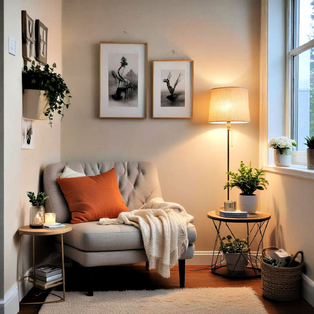 create a cozy corner to enhance living space - 40 Apartment Decorating Ideas