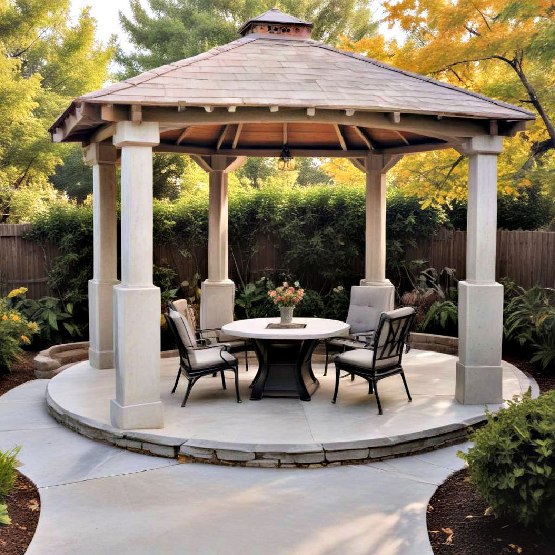 create a defined space with gazebo - 40 Concrete Patio Ideas
