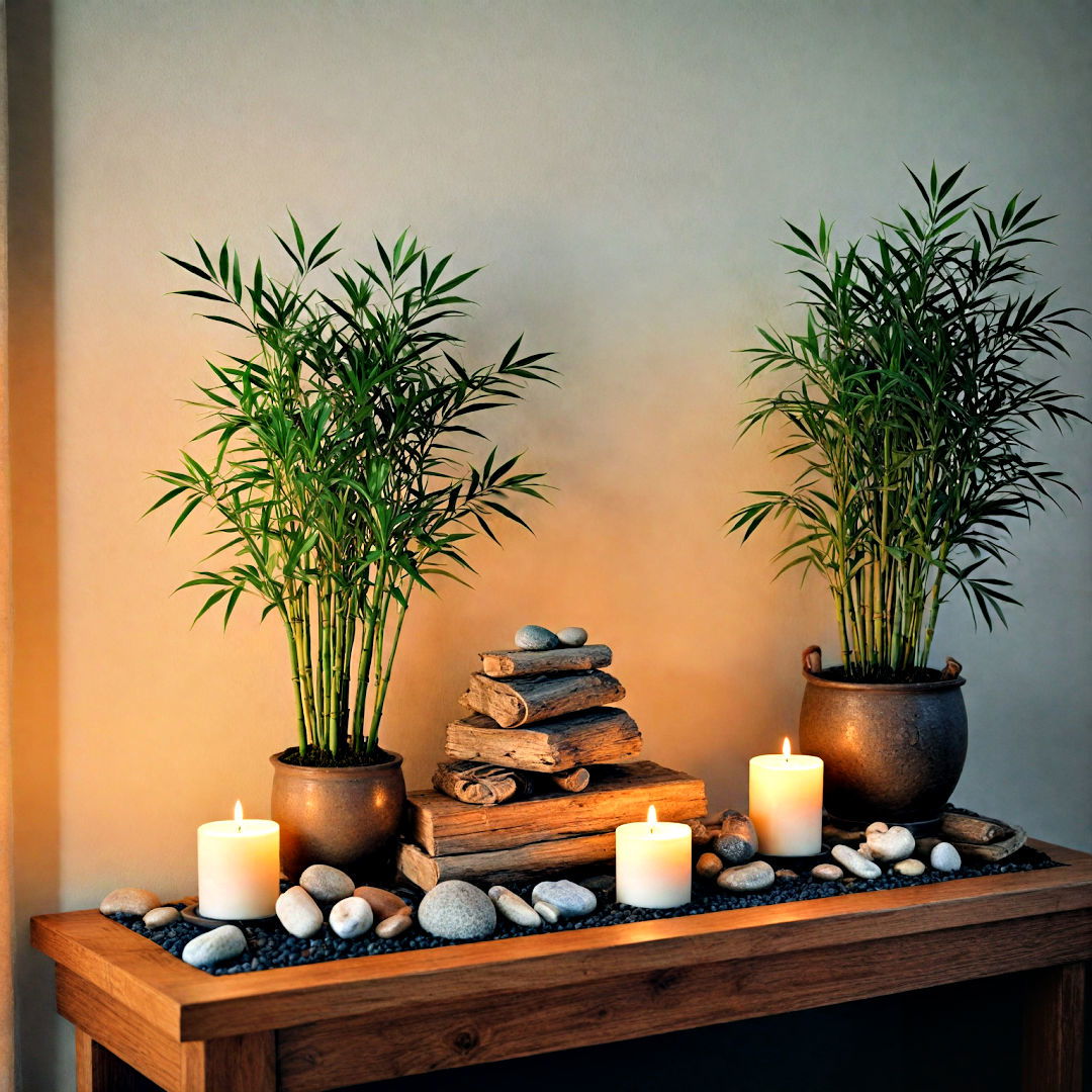 create a peaceful space with a zen mantel - 40 Mantel Decor Ideas