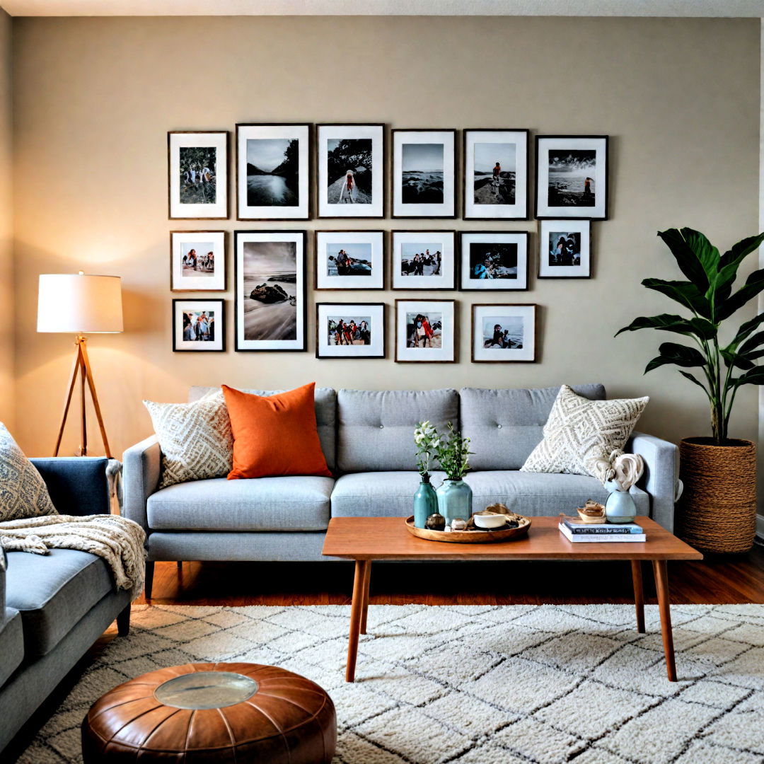 create a personal photos gallery wall - 40 Living Room Ideas