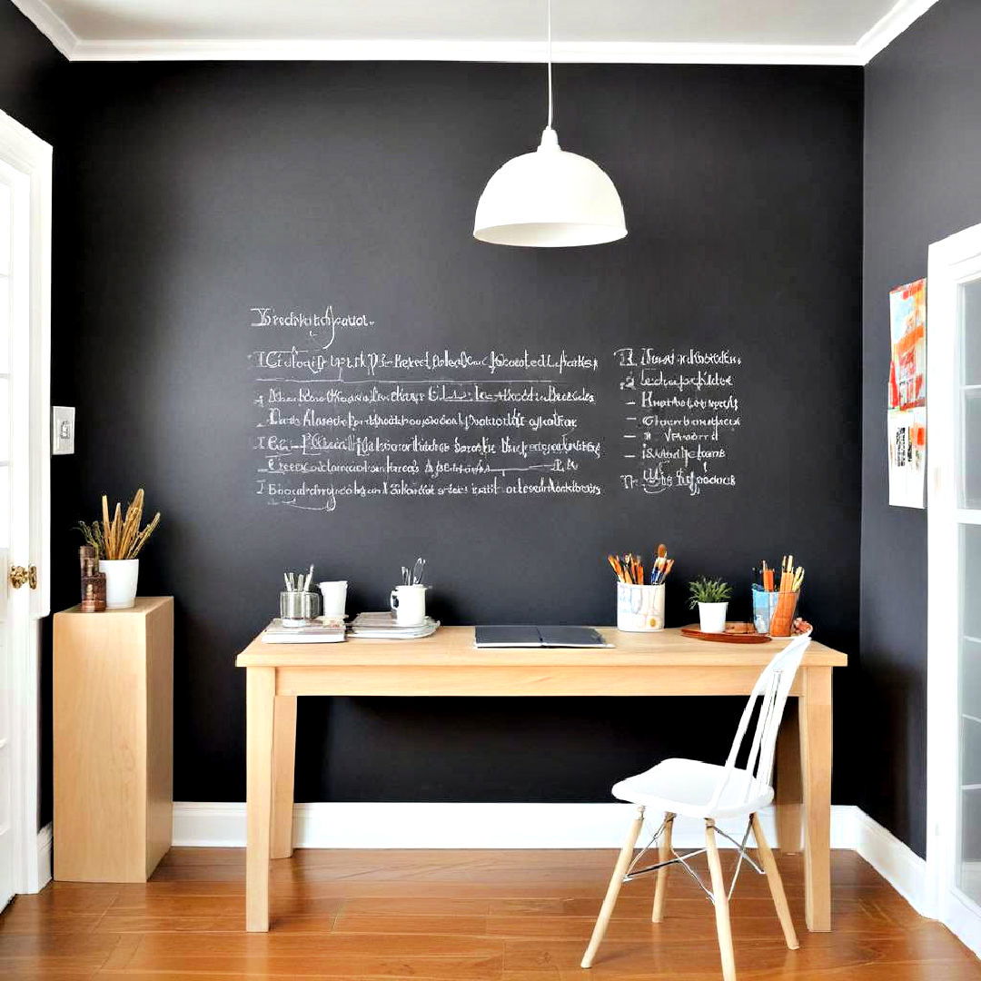 create a writable wall with chalkboard paint - 30 Wall Covering Ideas
