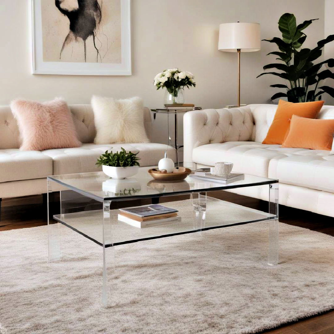 create an airy feel with transparent table - 40 Apartment Decorating Ideas
