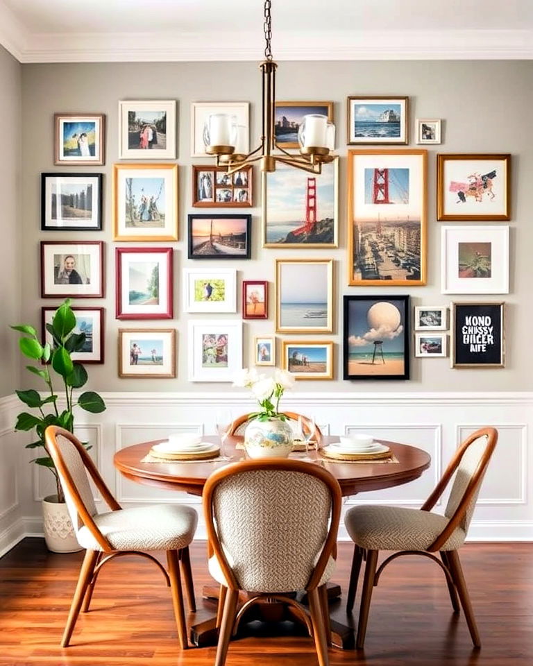 create art gallery inspired wall - 20 Casual Dining Room Ideas