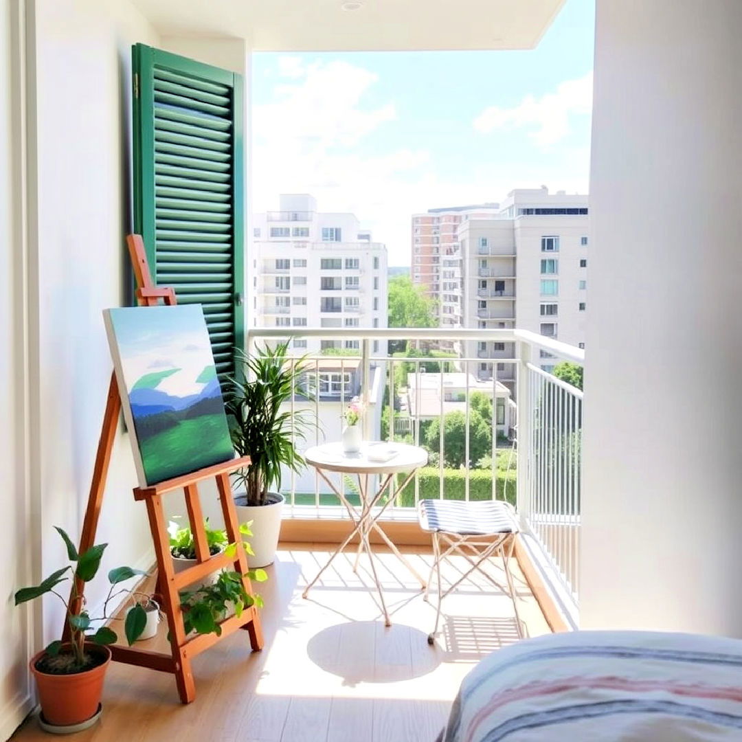 create balcony art corner - 20 Bedroom Balcony Ideas