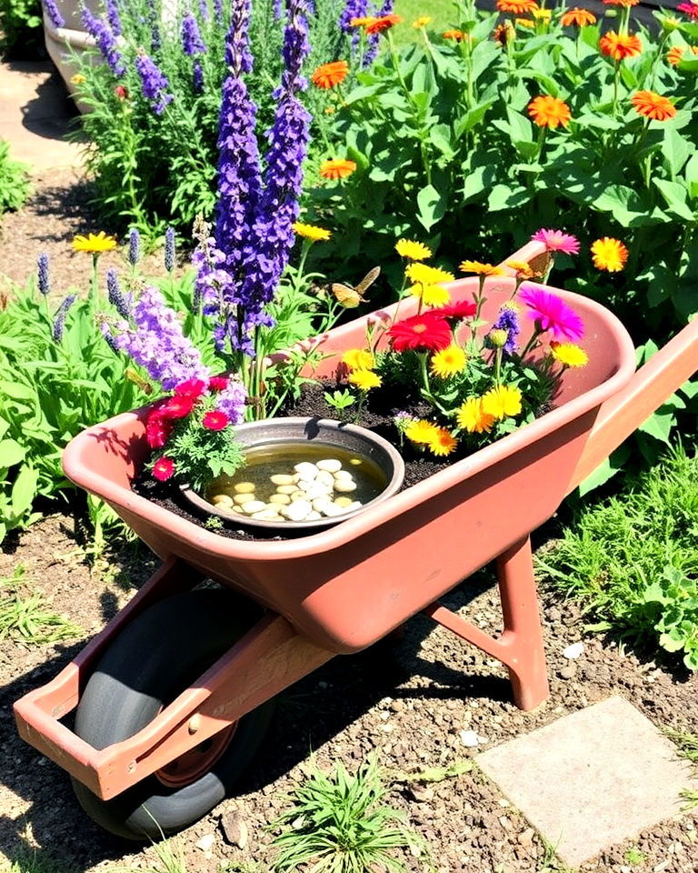 create butterfly friendly garden - 25 Old Wheelbarrow Ideas