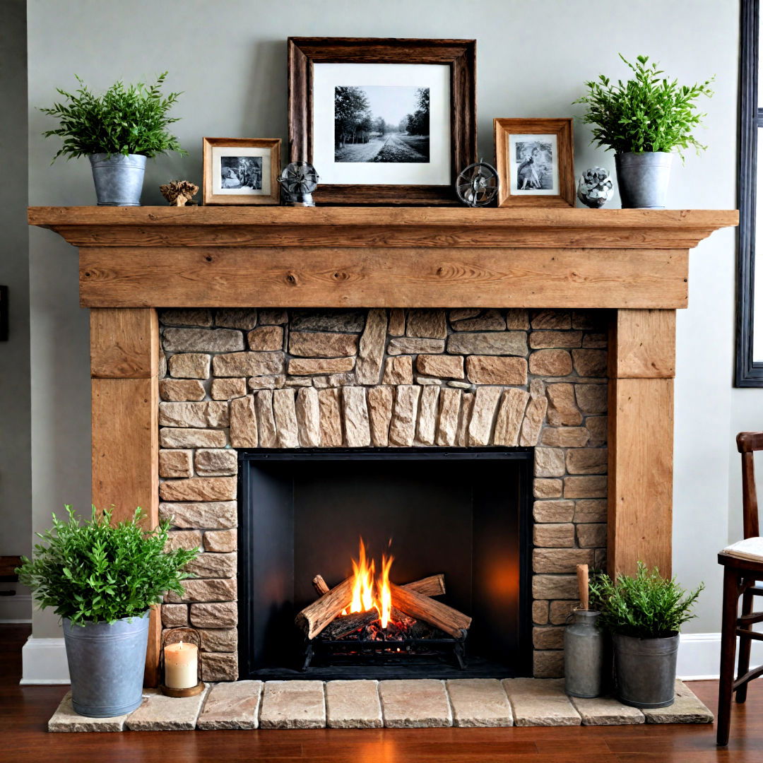 create cozy atmosphere with rustic wooden mantel decor - 40 Mantel Decor Ideas