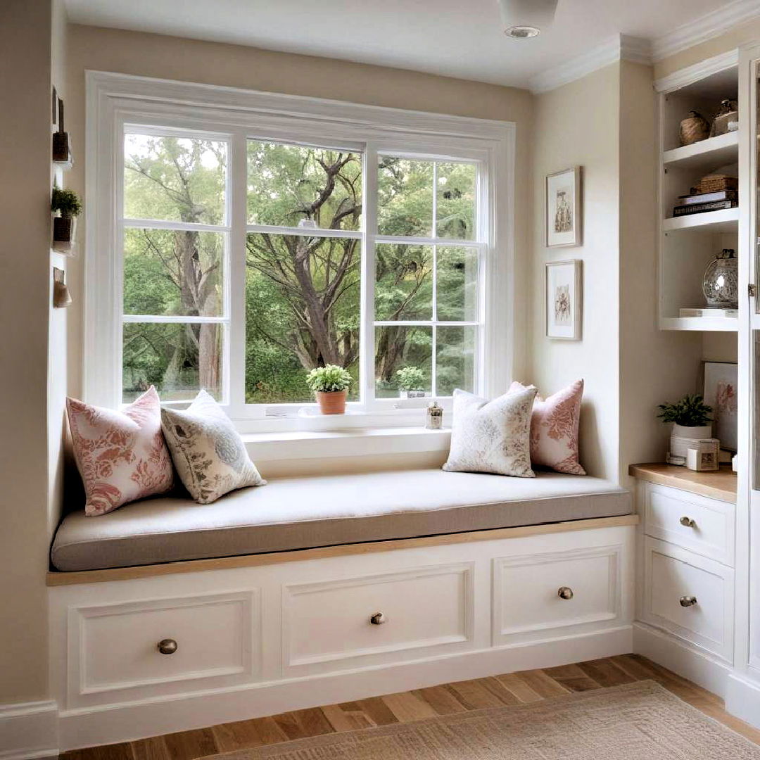 create cozy window seat - 25 Small Guest Bedroom Ideas