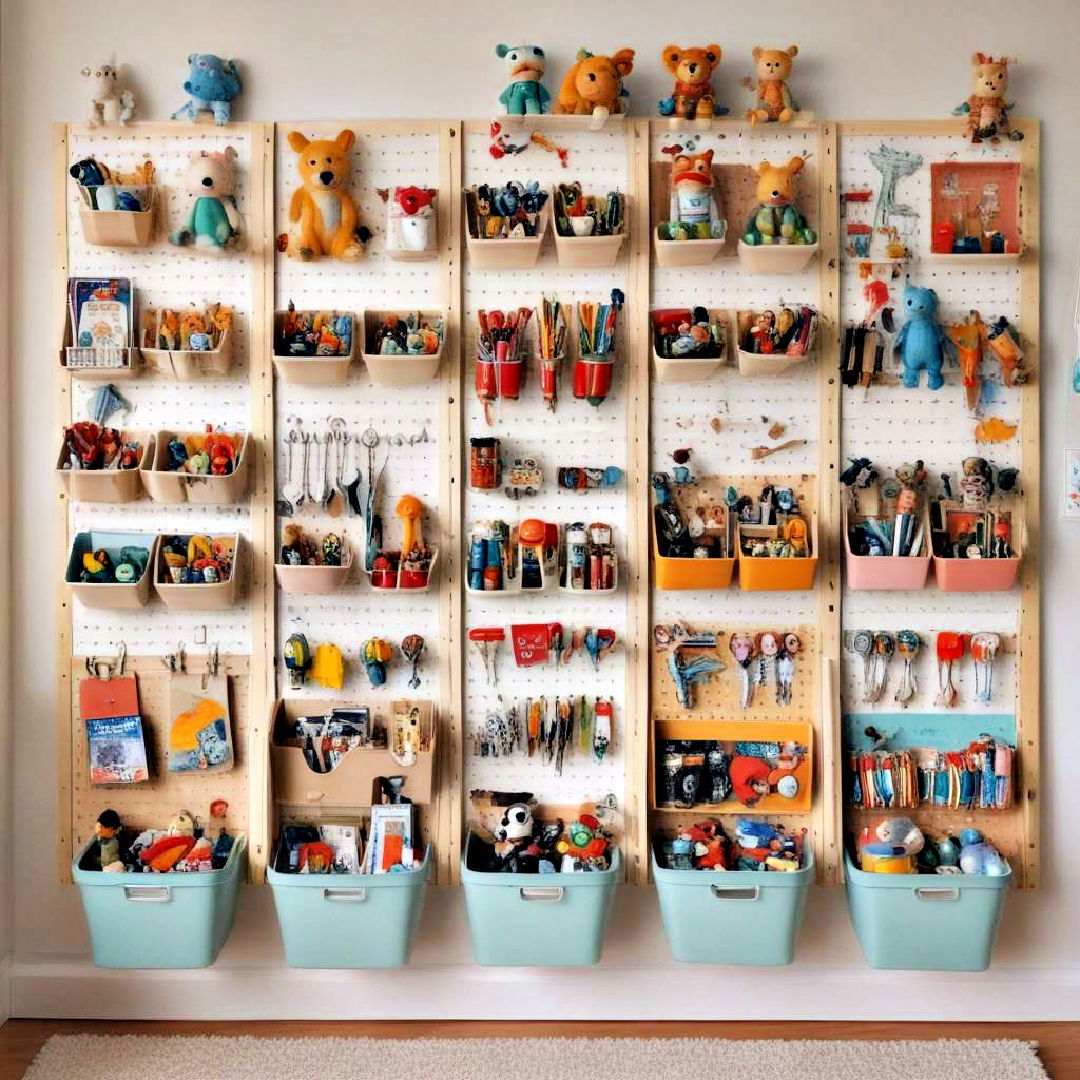 create customizable storage with pegboard - 40 Toy Storage Ideas