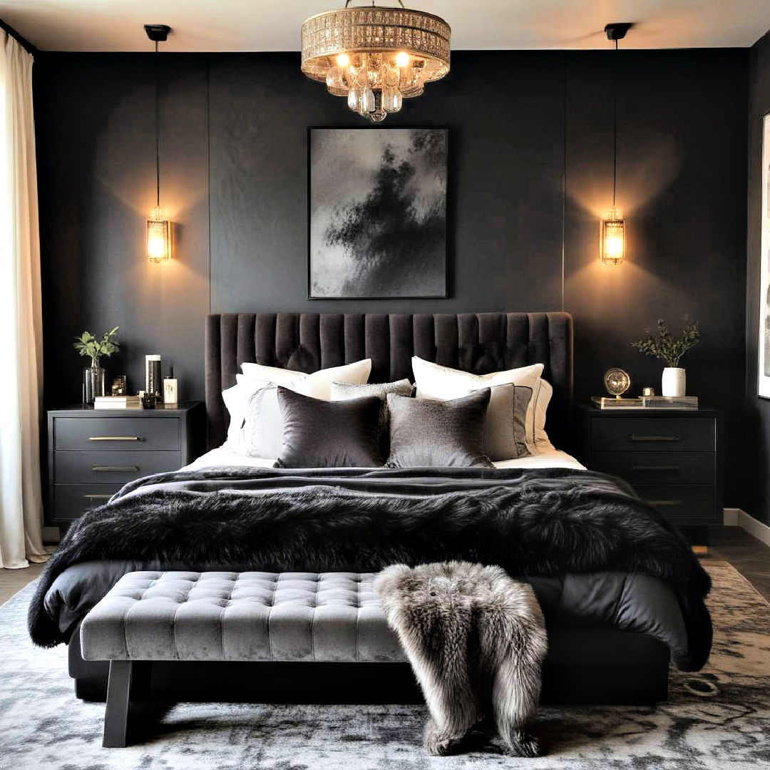 create dramatic atmosphere with dark and moody bedroom - 40 Modern Bedroom Ideas