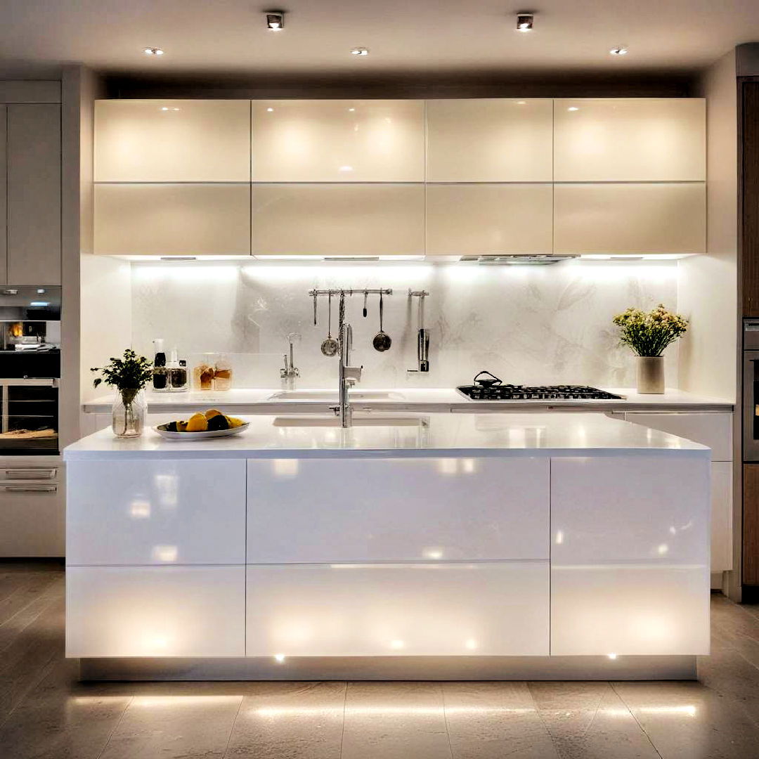 create elegant look with backlit cabinets - 40 Modern Kitchen Ideas