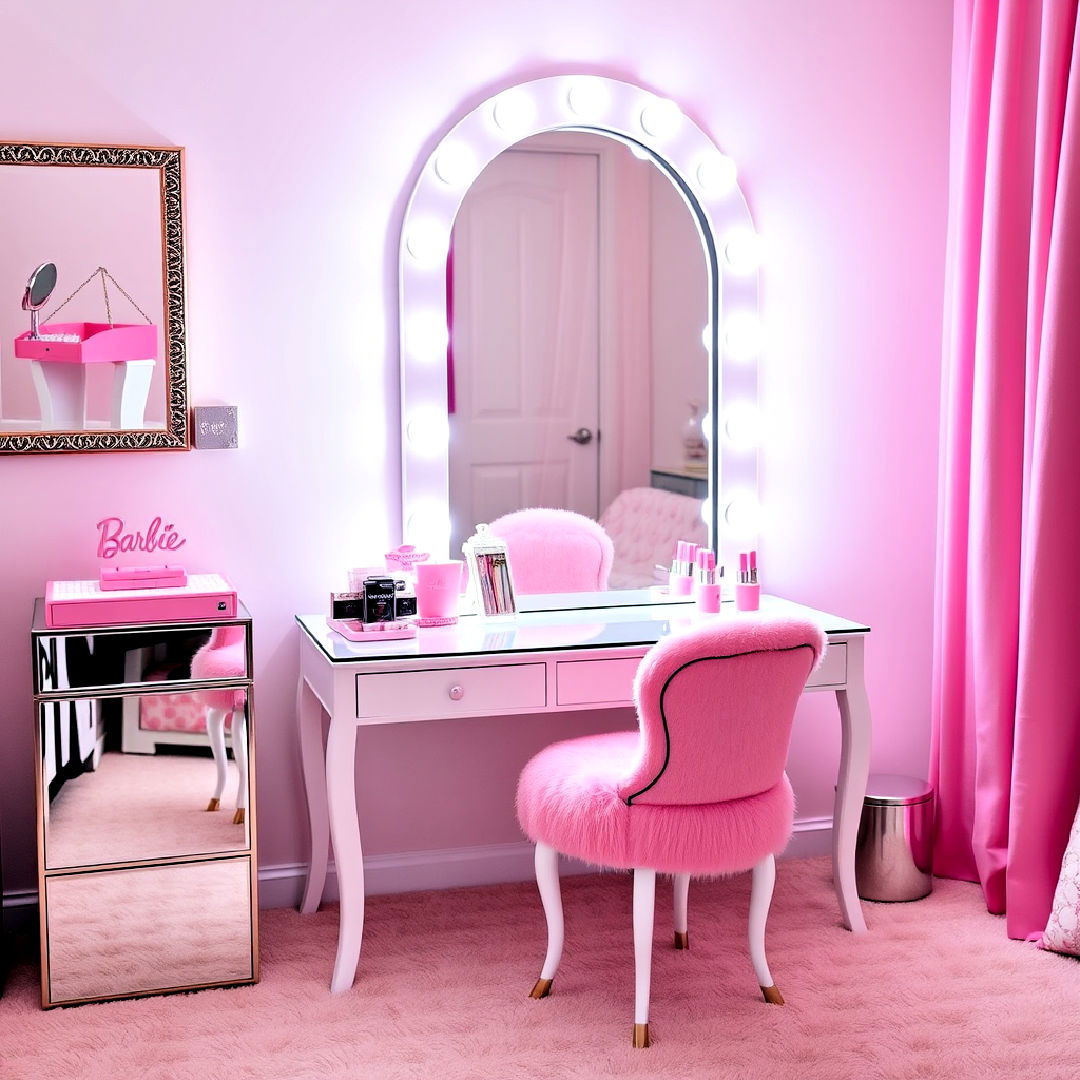 create glamorous vanity station - 25 Barbie Room Ideas