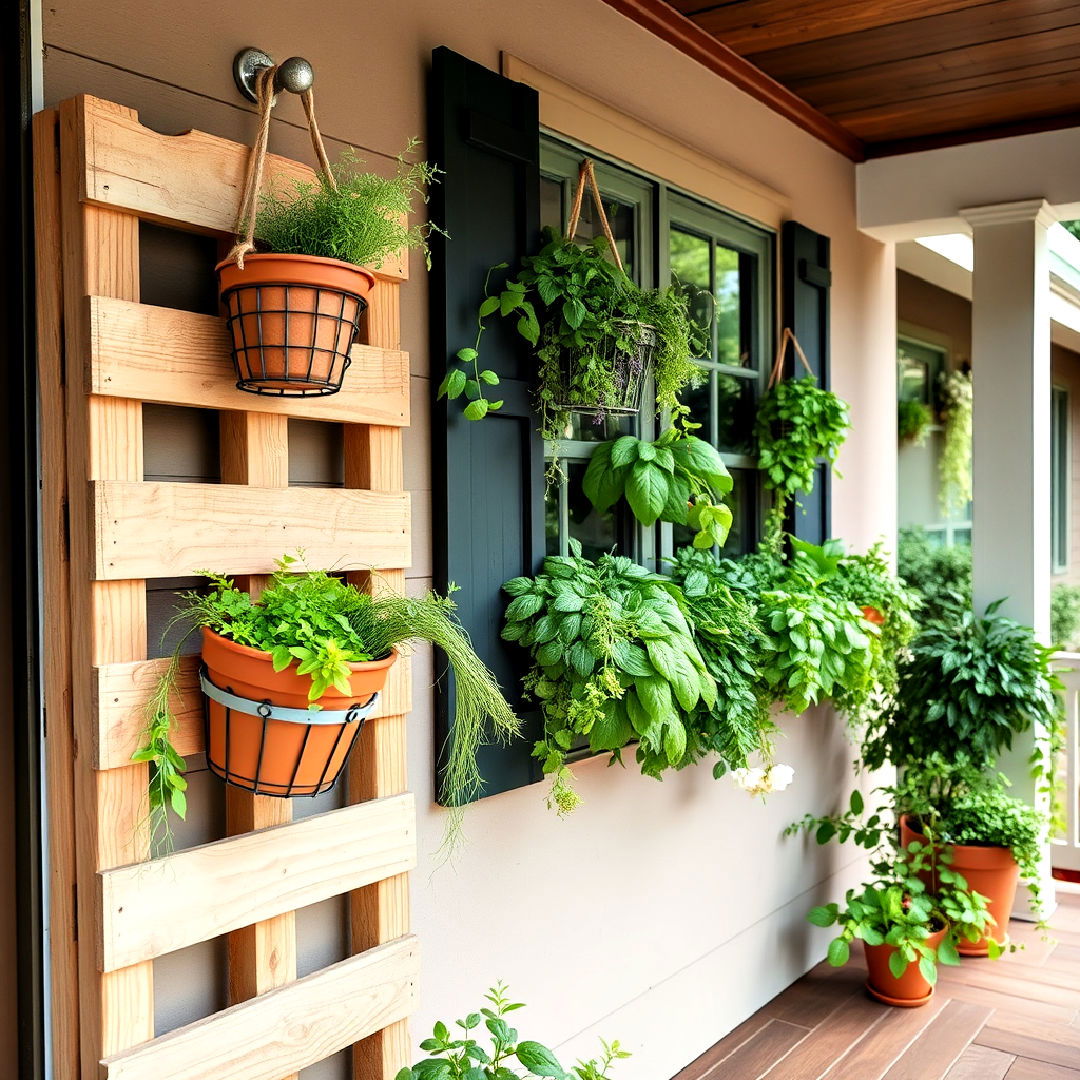 create hanging herb garden - 25 Rustic Front Porch Ideas