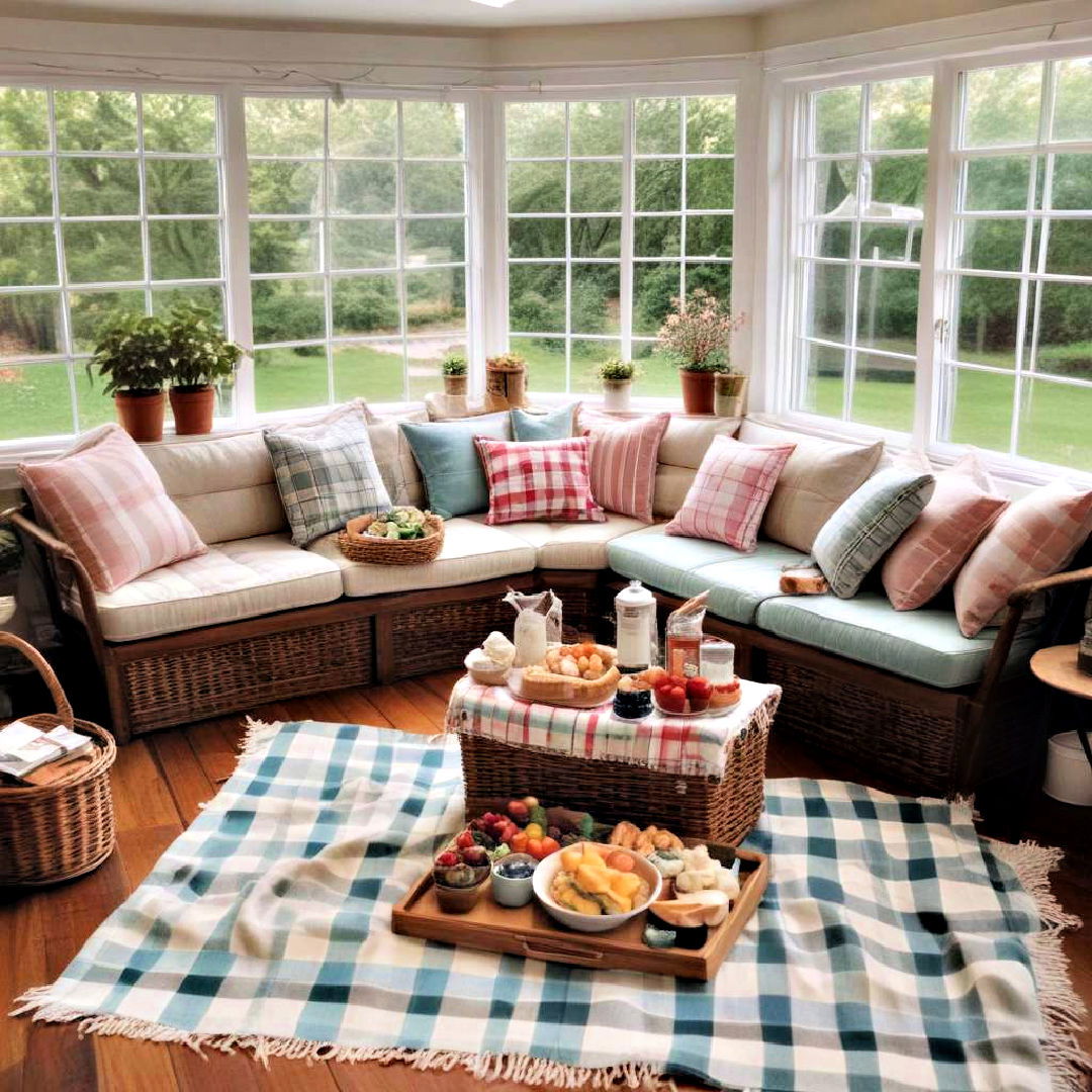 create indoor picnic spot - 30 Sunroom Ideas