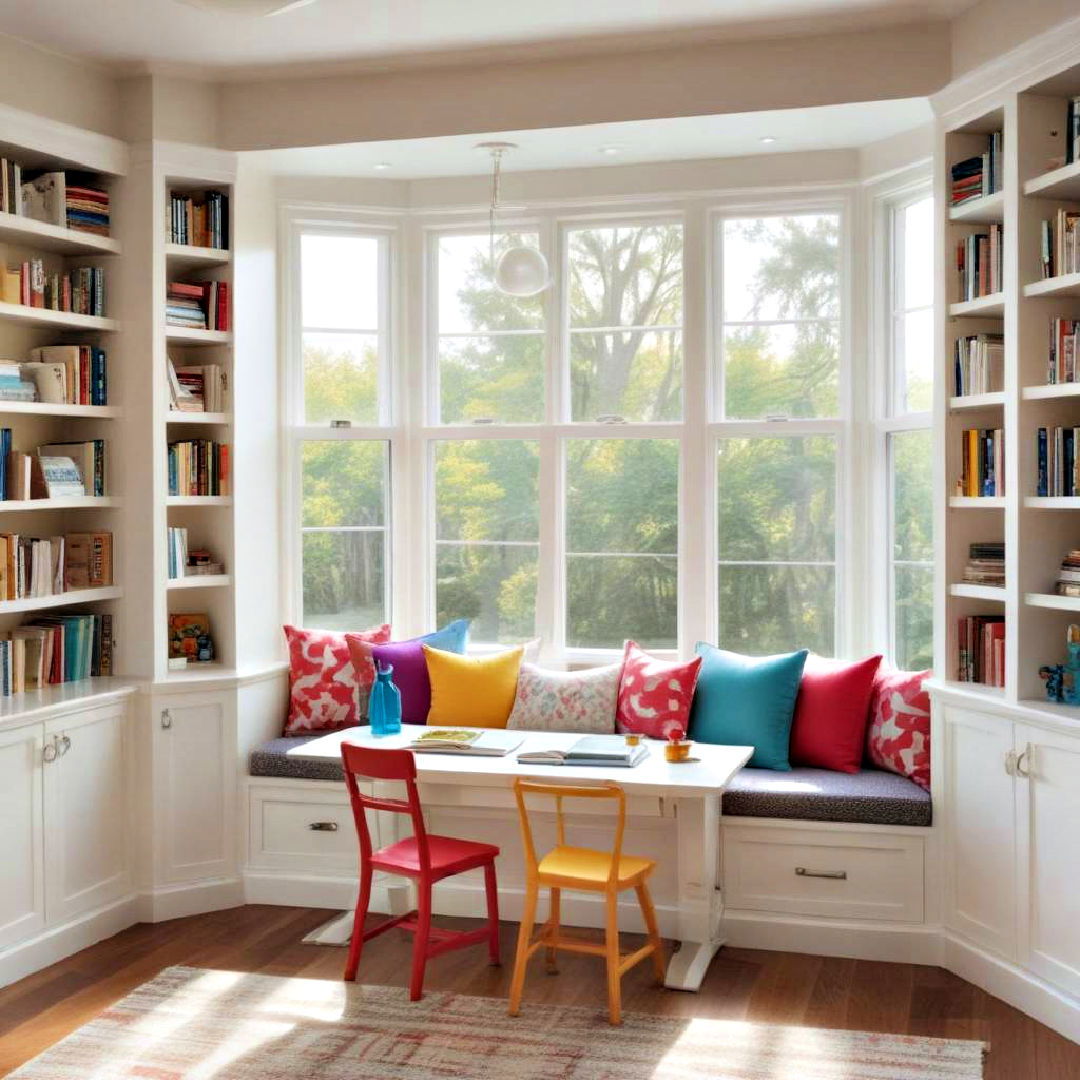 create kids study zone with window seat - 40 Window Seat Ideas