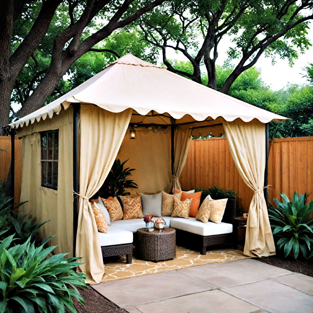 create luxurious private area in backyard with cabana - 30 Backyard Privacy Ideas