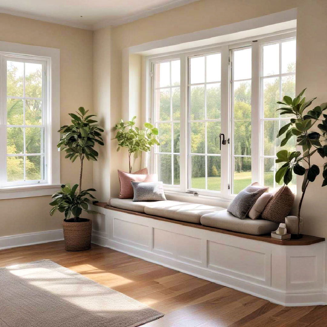 create mini fitness zone for light exercises - 40 Window Seat Ideas