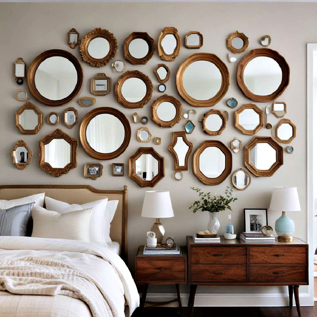 create mirror gallery wall - 15 Bedroom Mirror Ideas