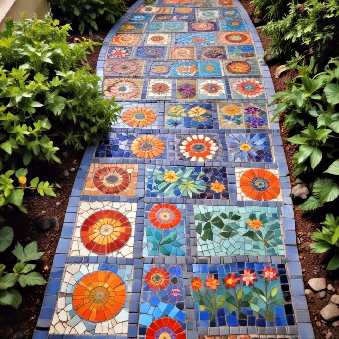 create mosaic pathway - 40 Small Backyard Landscaping Ideas