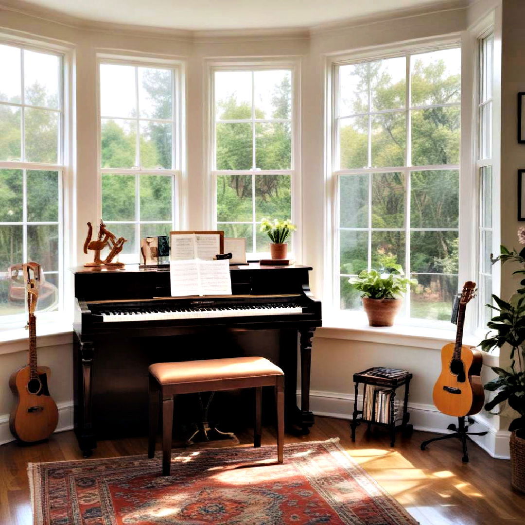create music corner - 40 Bay Window Ideas