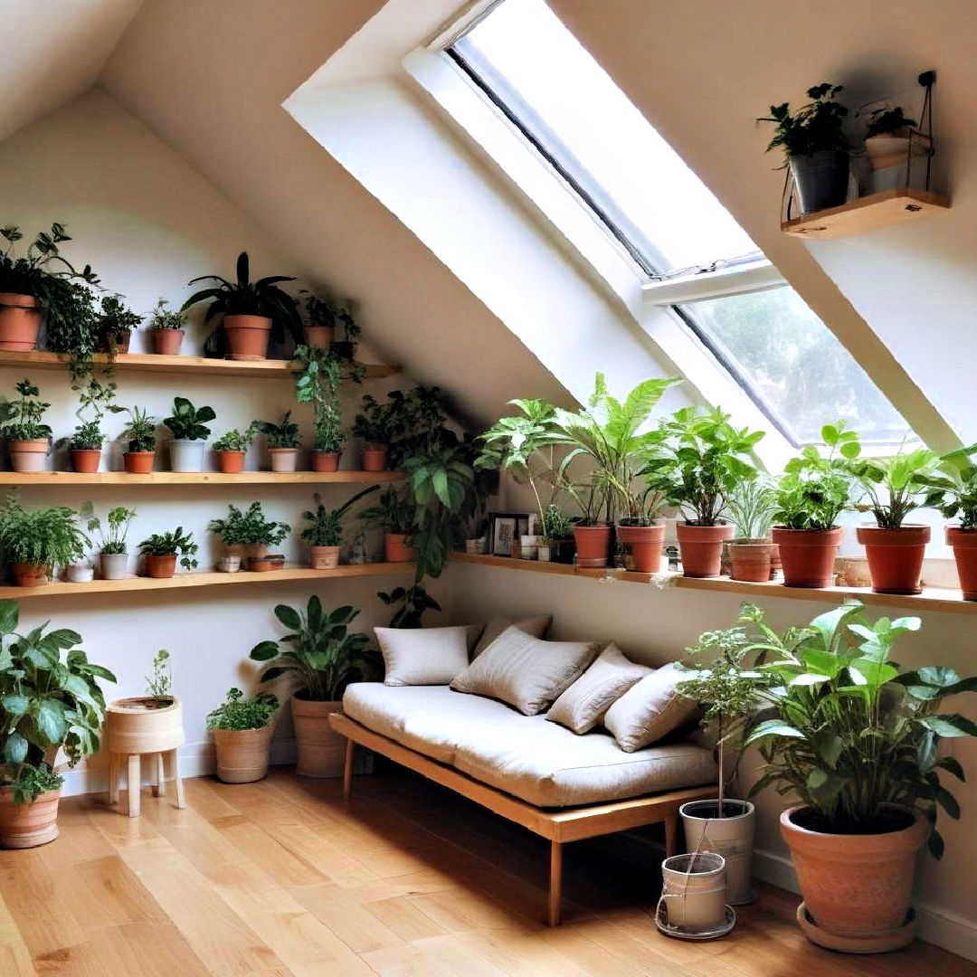create plant sanctuary in attic - 30 Low Ceiling Small Attic Room Ideas