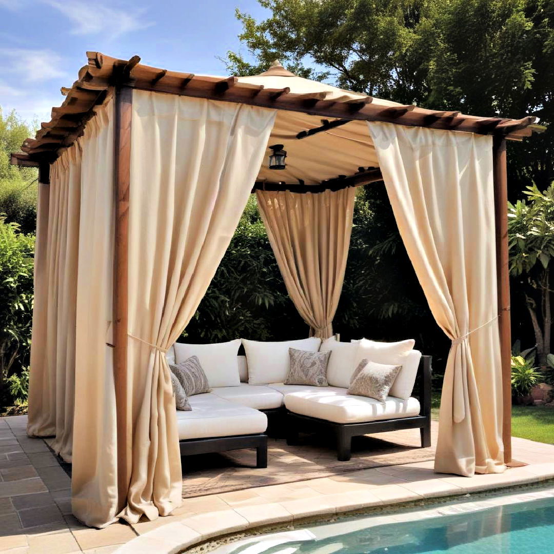 create privacy with a curtain gazebo - 15 Pool Gazebo Ideas