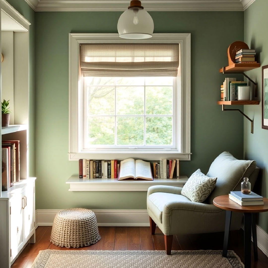 create relaxing reading nook - 40 Sage Green Paint Color Ideas