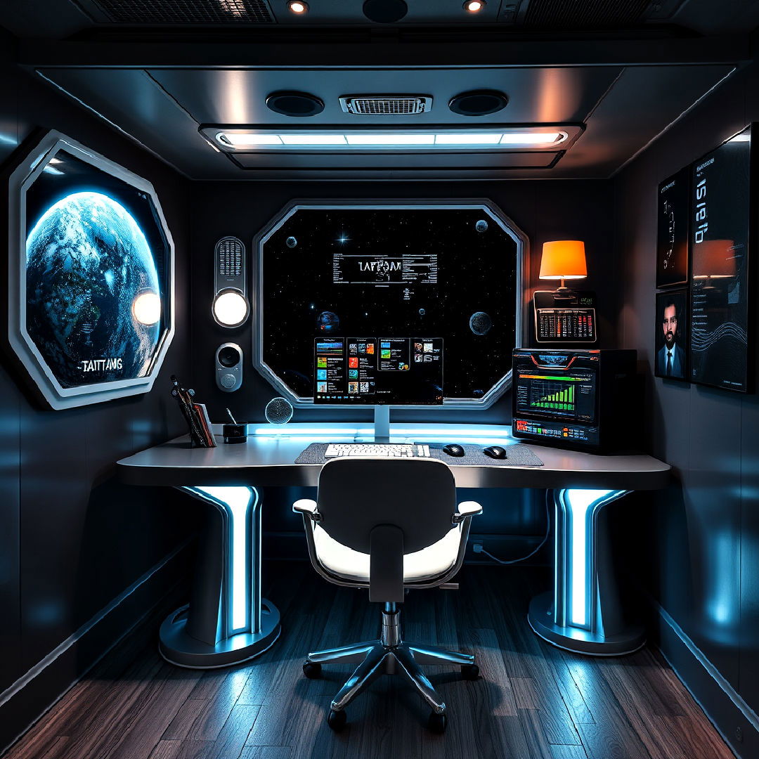 create space themed desk area - 20 Space-themed Room Ideas