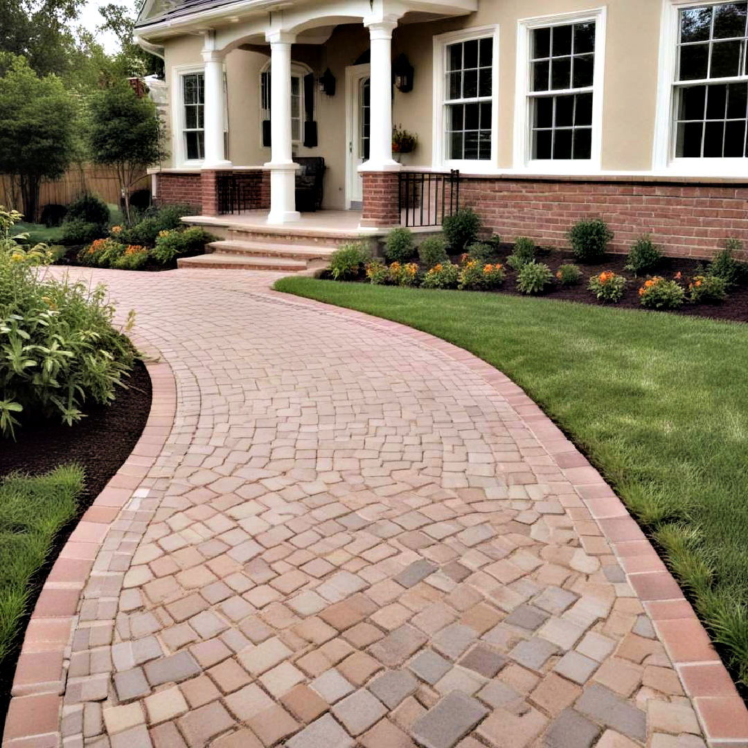 create unique pathway with pavers - 40 Small Front Yard Landscaping Ideas