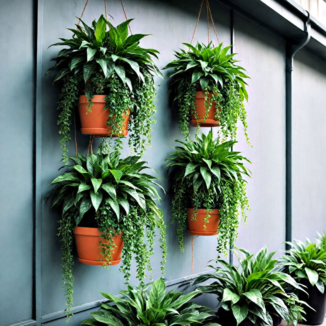 create vertical privacy screen with hanging plants - 30 Backyard Privacy Ideas