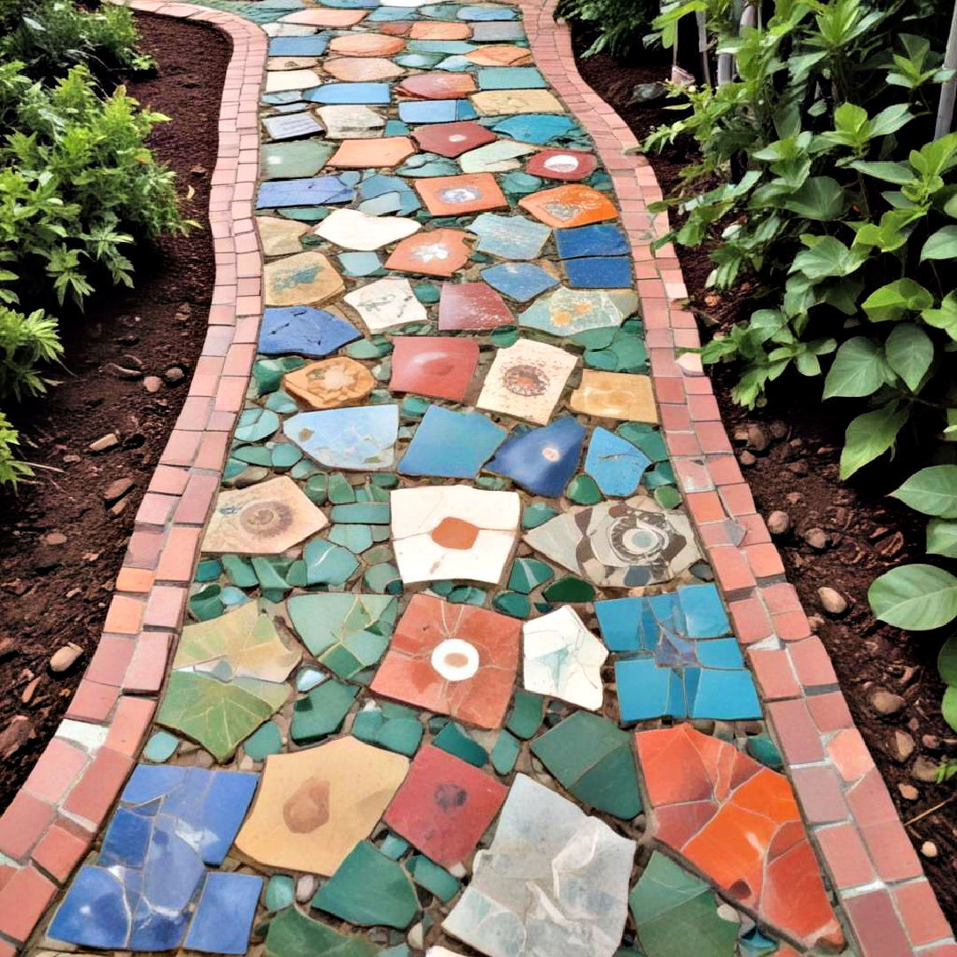 creative mosaic pathway - 40 Small Front Yard Landscaping Ideas