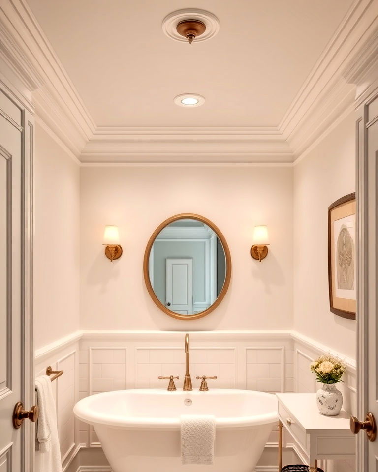 crown molding detailing for traditional aesthetic - 20 Traditional Bathroom Ideas