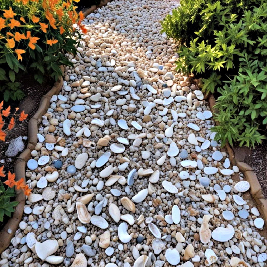 crushed shell pathway idea - 40 Backyard Walkway Ideas
