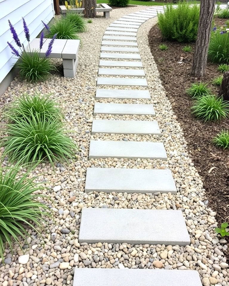 crushed stone and paver combo for garden path - 30 Garden Path Ideas