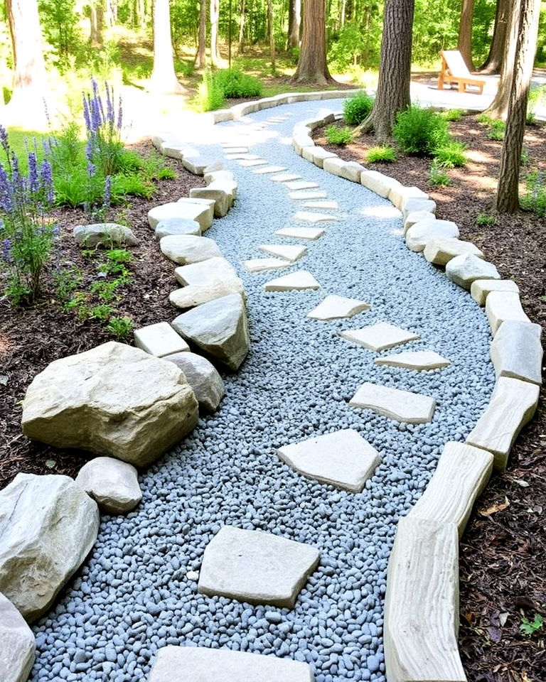 crushed stone path for woodland garden - 20 Woodland Garden Path Ideas