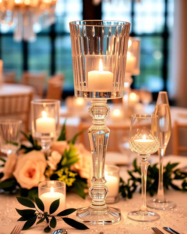 crystal and glass accents for wedding table decor - 30 Wedding Table Decoration Ideas