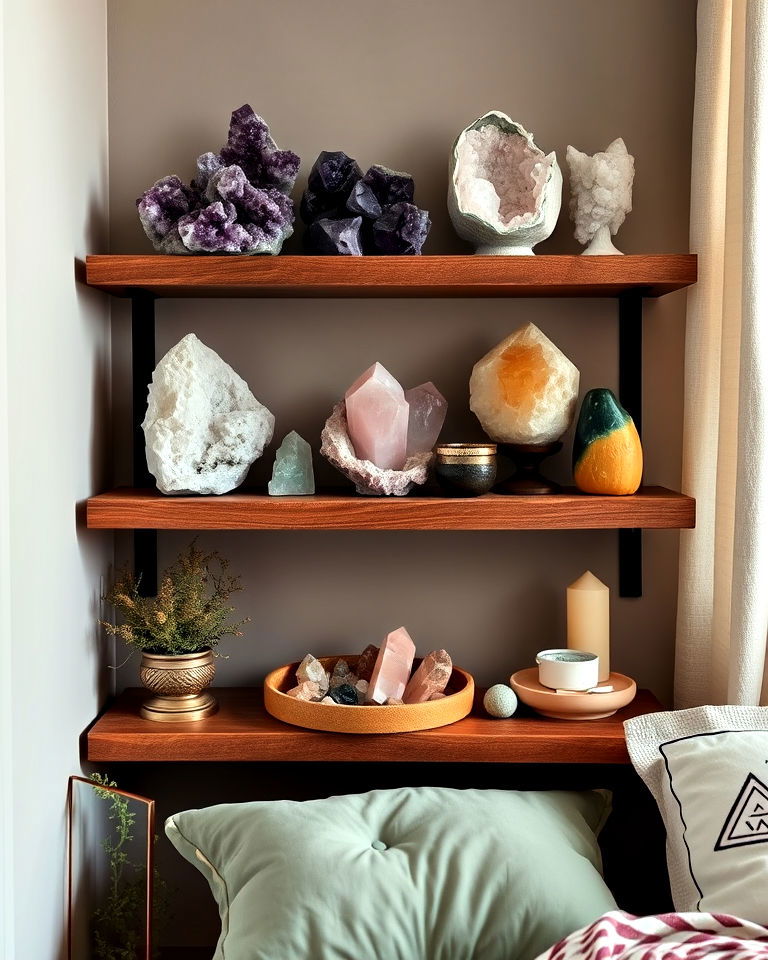 crystal display for hippie bedroom - 25 Hippie Bedroom Ideas