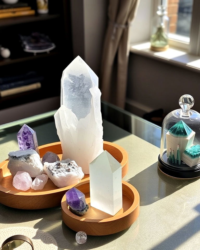 crystal display for witchy living room - 30 Witchy Living Room Ideas