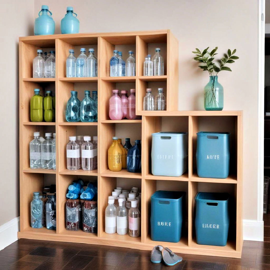 cube bins for water bottle storage - 15 Water Bottle Storage Ideas