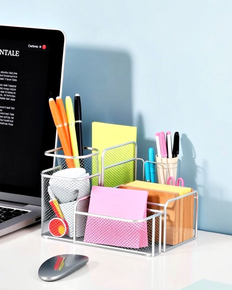 cubicle decor with desk organizer set - 30 Cubicle Decor Ideas