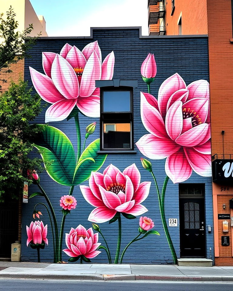 cultural blossom themes mural - 20 Flower Murals on Buildings