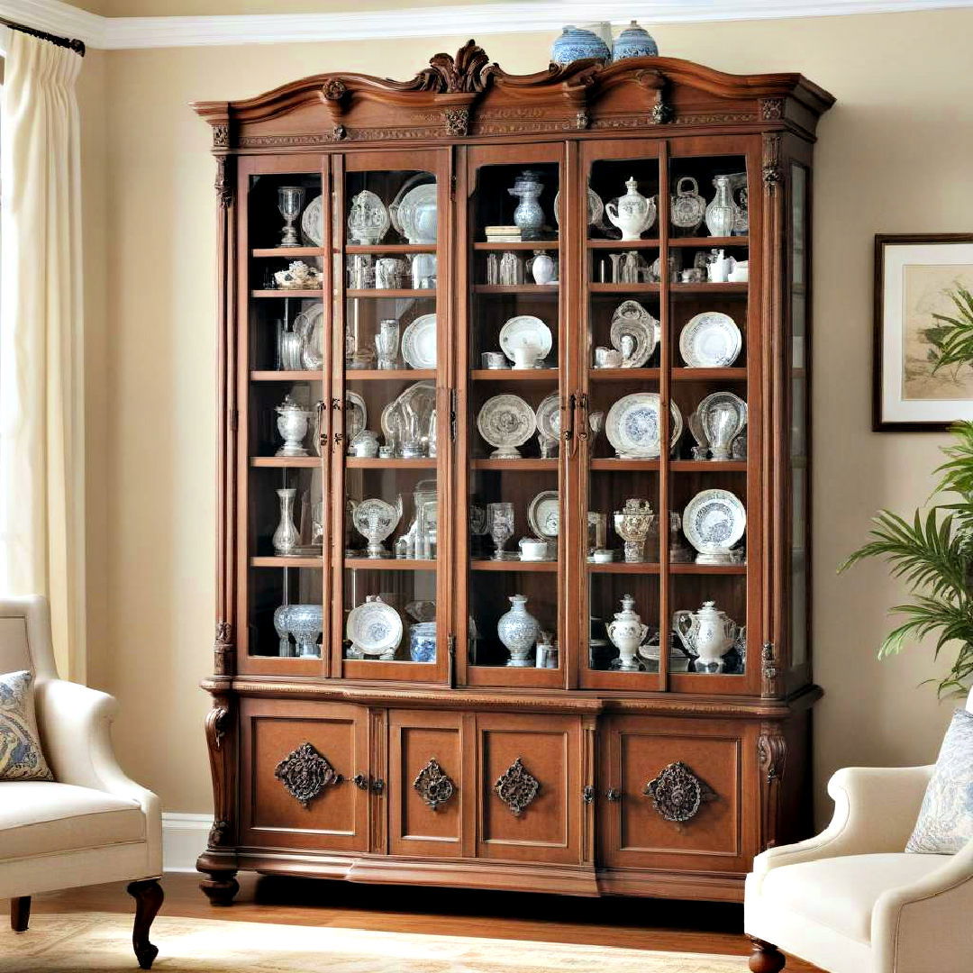 curio cabinets to display cherished items - 25 Traditional Living Room Ideas