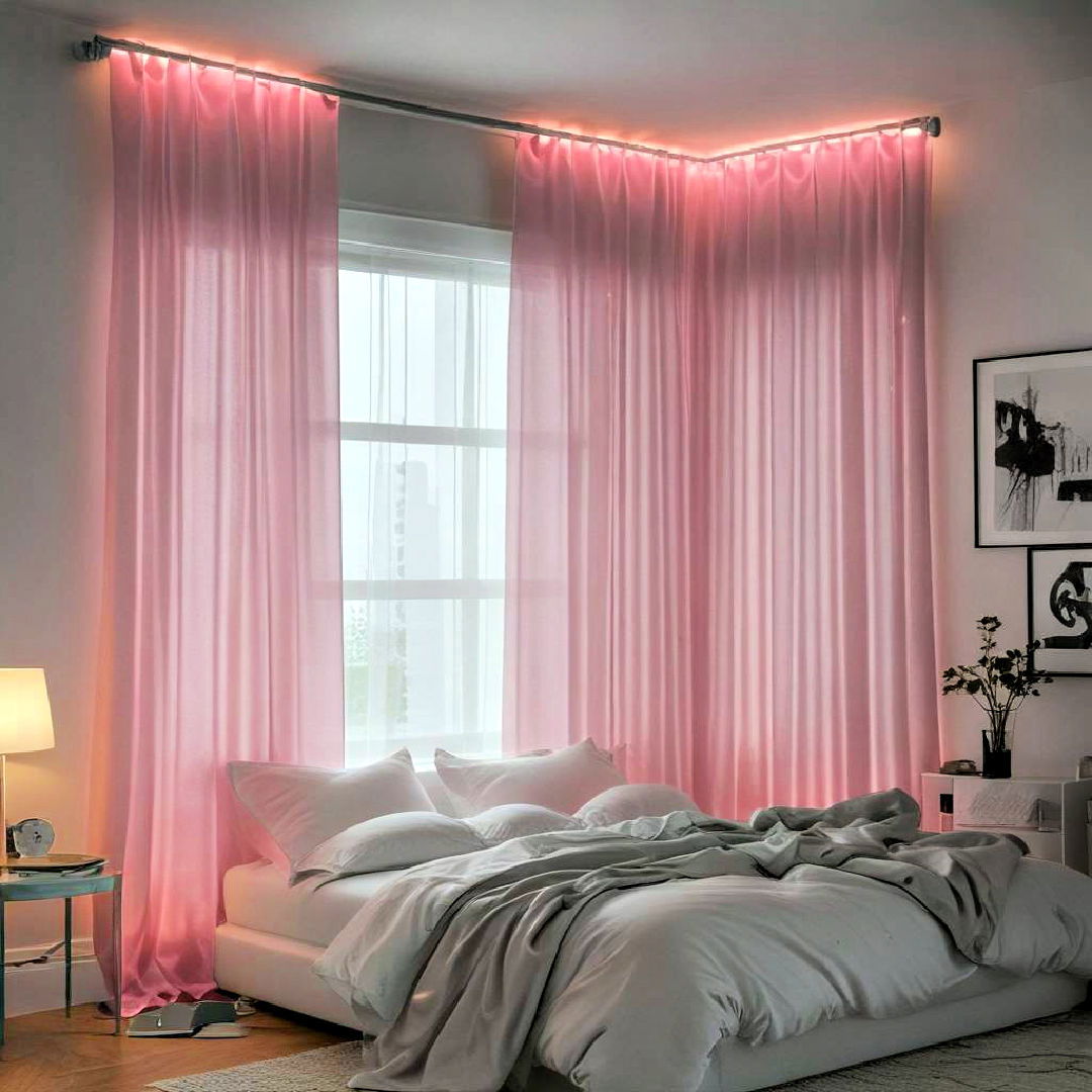 curtain rods for neon bedroom - 30 Neon Bedroom Ideas