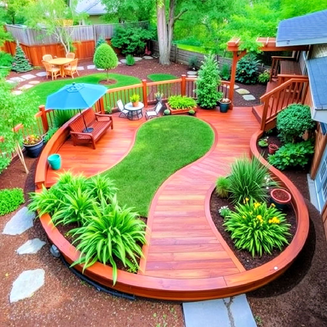 curved deck design - 25 Ground Level Deck Ideas