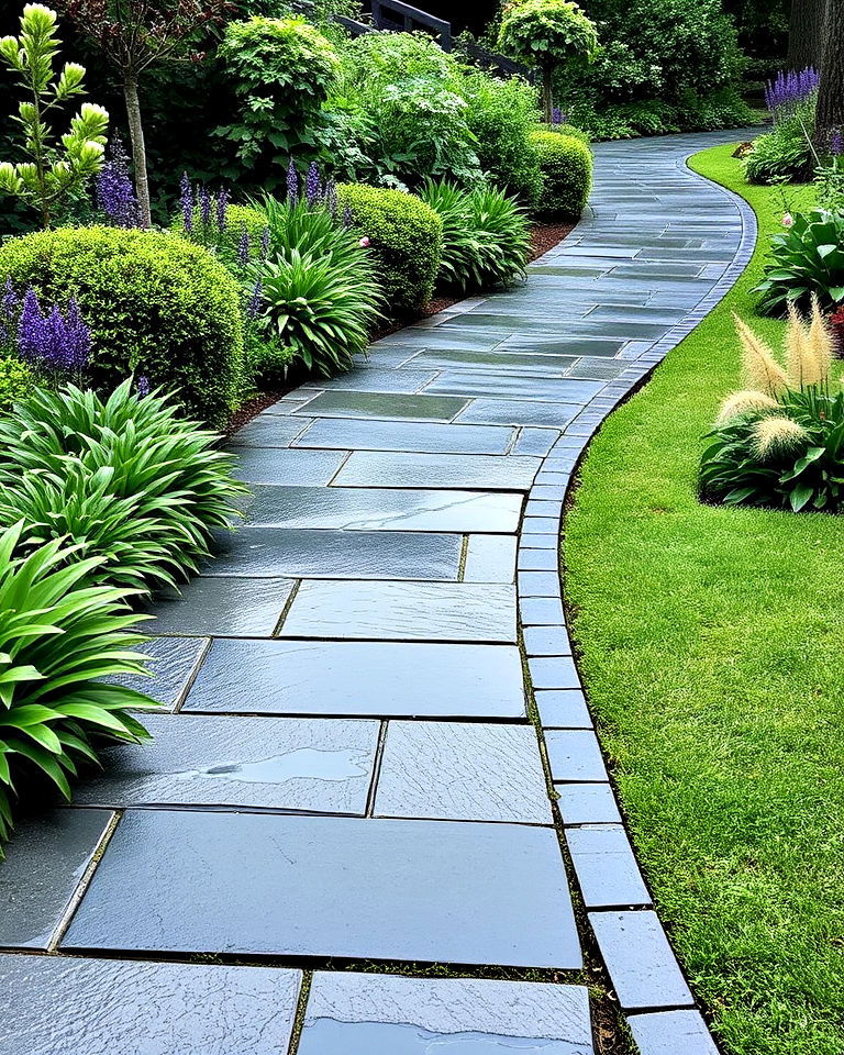 curved design slate pathway - 30 Garden Path Ideas