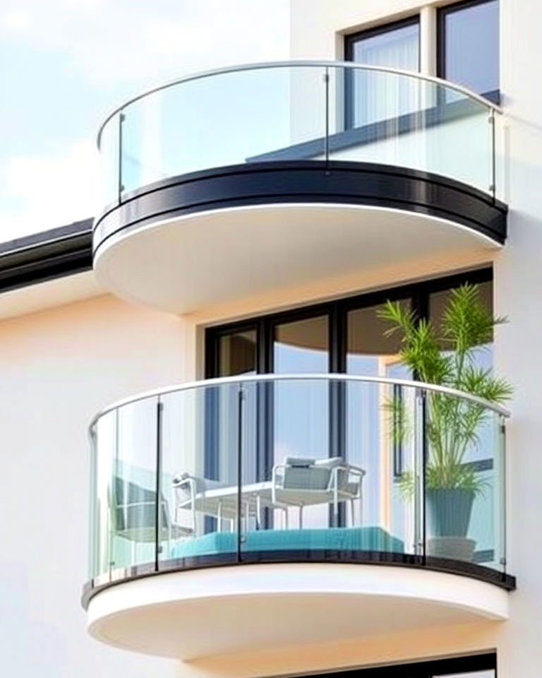 curved glass panels for balcony - 25 Glass Balcony Design Ideas