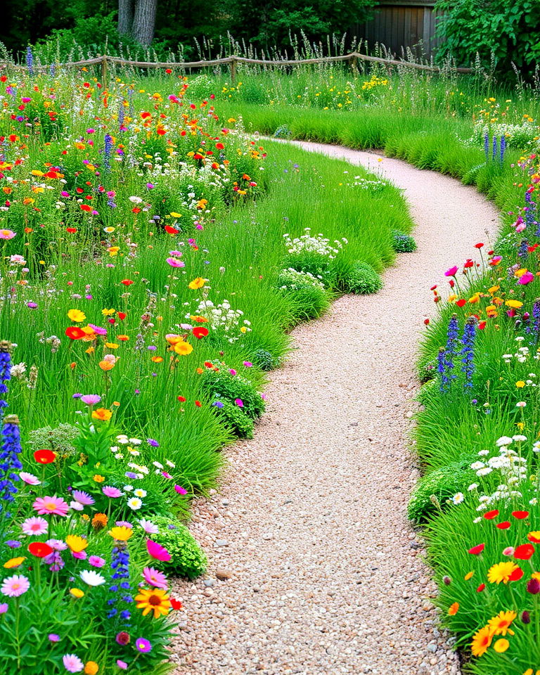 curved pathway with wildflower meadow - 25 Curved Walkway Ideas