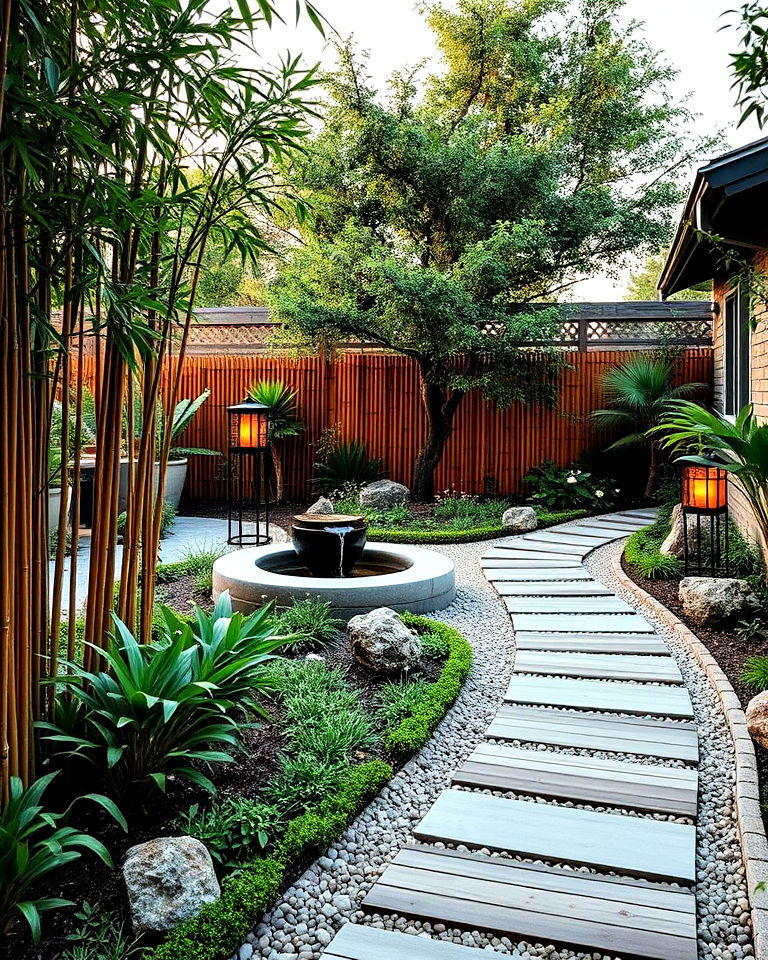 curved walkway with calming bamboo accents - 25 Curved Walkway Ideas