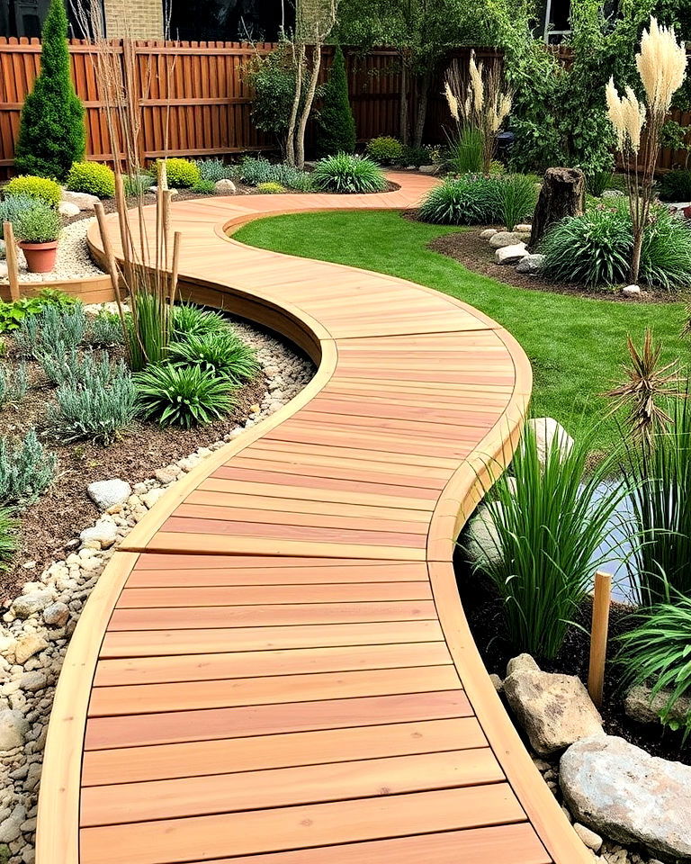curved wooden boardwalk design - 25 Curved Walkway Ideas