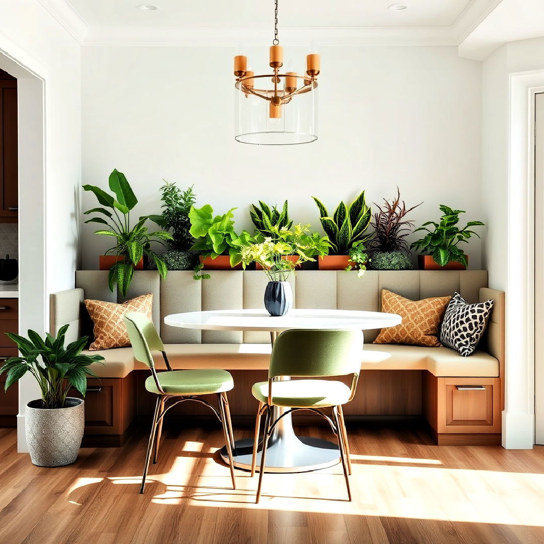custom banquette with integrated planters - 40 Banquette Seating Ideas