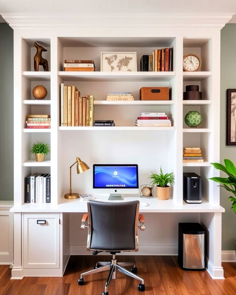 custom built shelving for bedroom office - 40 Bedroom Office Ideas